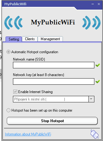 my public wifi main screen